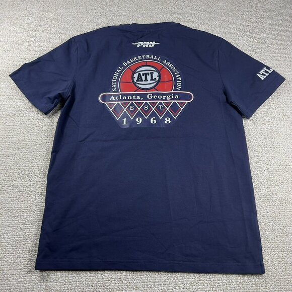 Pro Standard NBA Atlanta Hawks Embroidered Logo T-Shirt Blue Men’s Size Medium - Picture 7 of 8